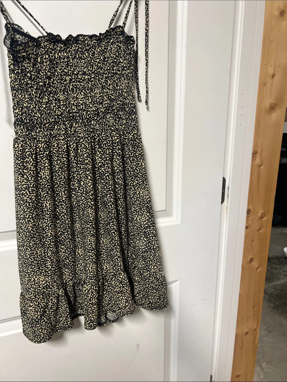 Top Shop Spaghetti Strap Mini Dress, Smocked, Tie Strap, Size 4, Animal Print - Picture 6 of 8